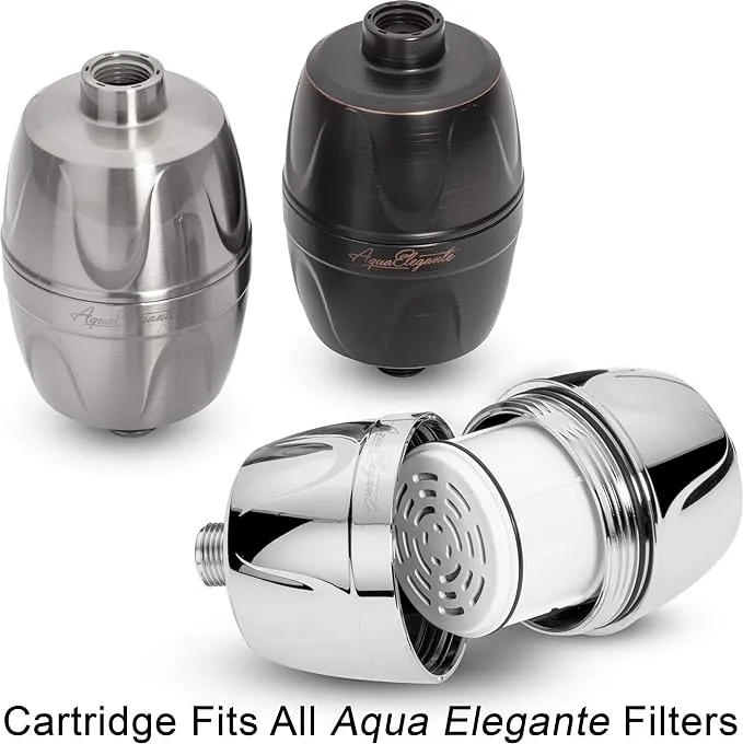 Aqua Elegante Replacement Cartridge For High Output Shower Filter - Home Showerhead Filters To Remove Chlorine + Hard Minerals - Bath Purifier And Filtered Softener System - Replacement Cartridge