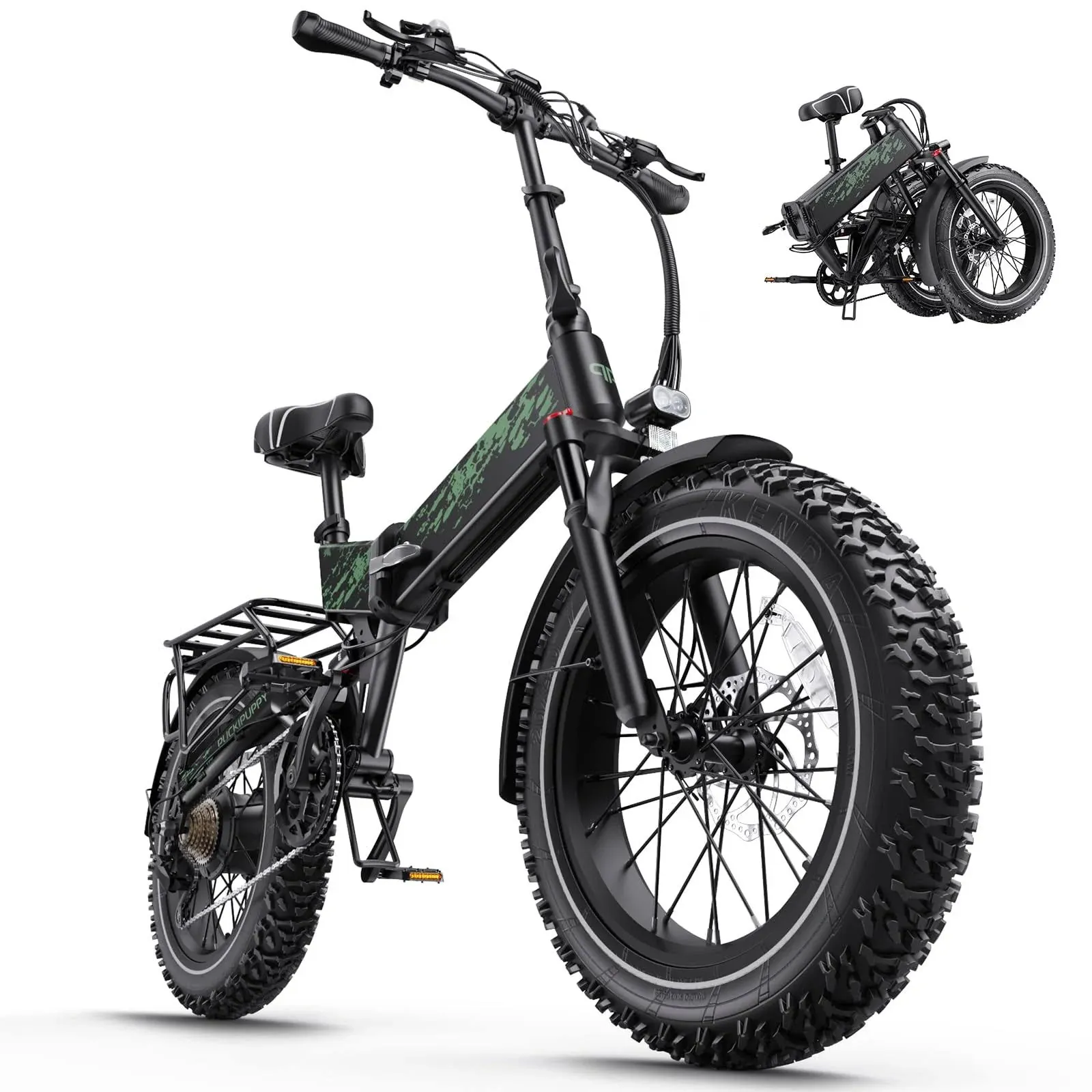 PUCKIPUPPY Electric Bike, Folding Electric Bike 750W 48V 20Ah Removable Battery ...