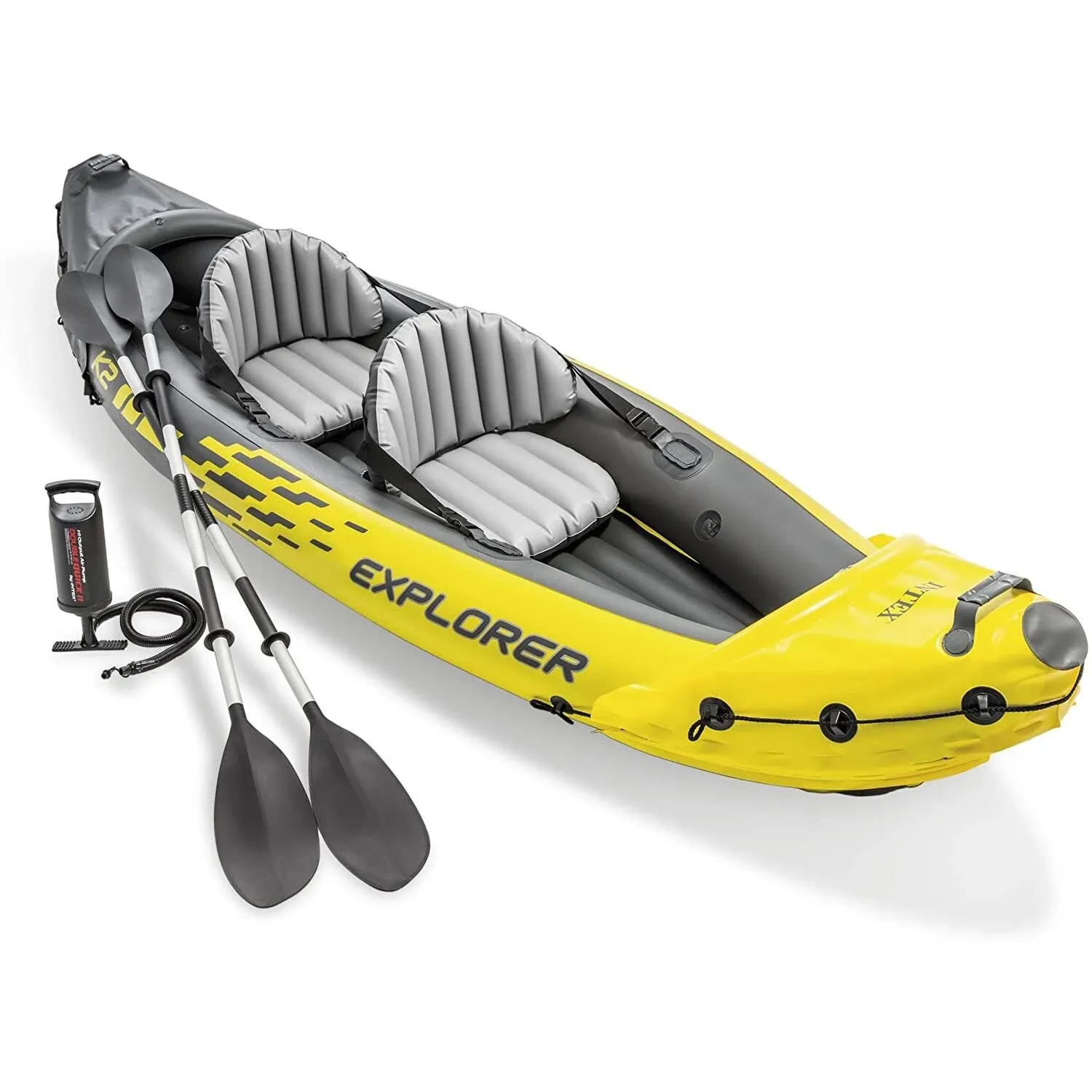 Intex 2-Person Inflatable Kayak with Oars, Pump & 1-Person Inflatable Kayak, Green