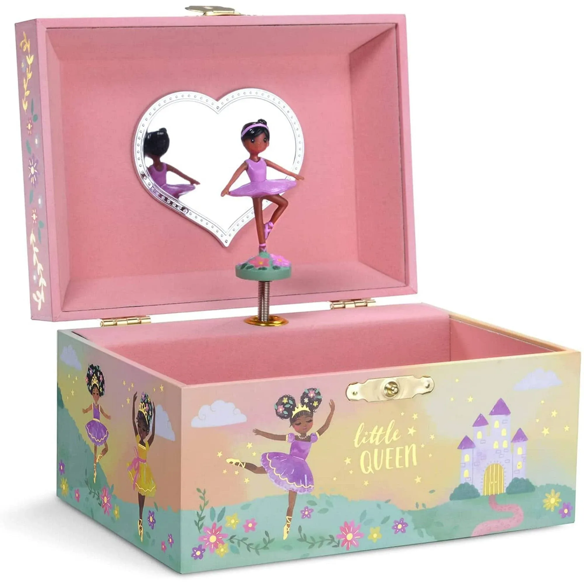 Jewelkeeper Girls Musical Jewelry Storage Box with Black Ballerina, Little Queen