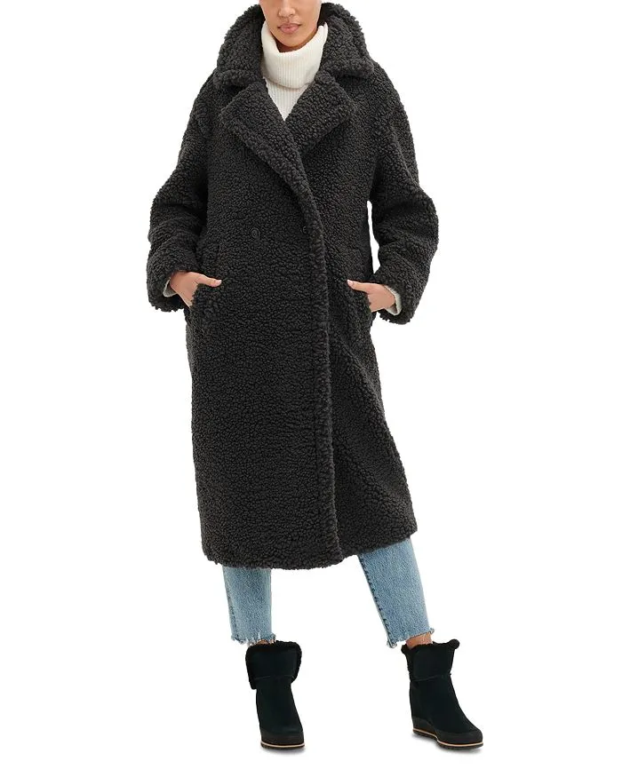 Ugg Women's Gertrude Long Teddy Coat - Ink Black - Size Xs