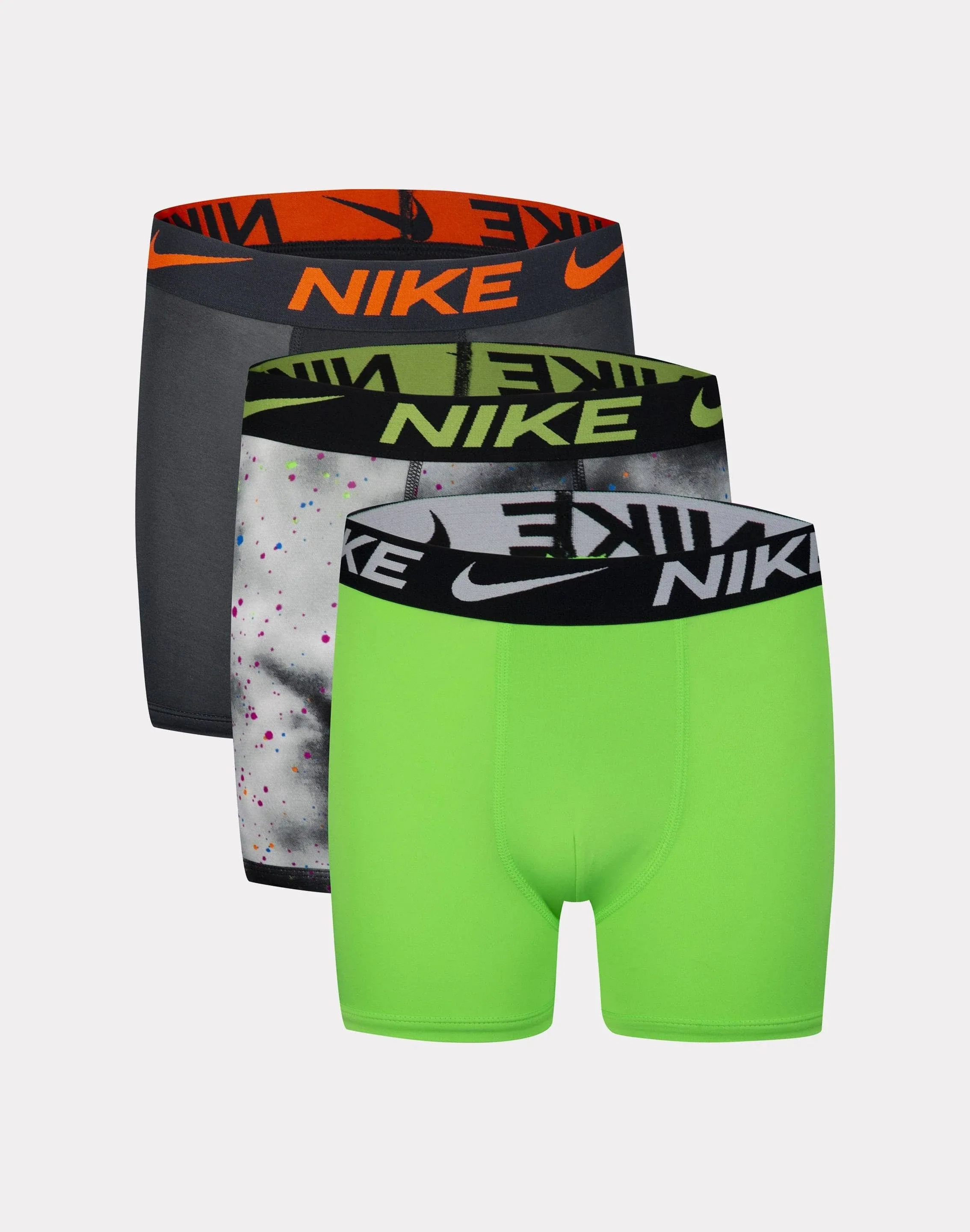 Nike Big Boys' Dri-Fit Essential Micro Boxer Briefs (3 Pack)-Black/Green, Size: Large