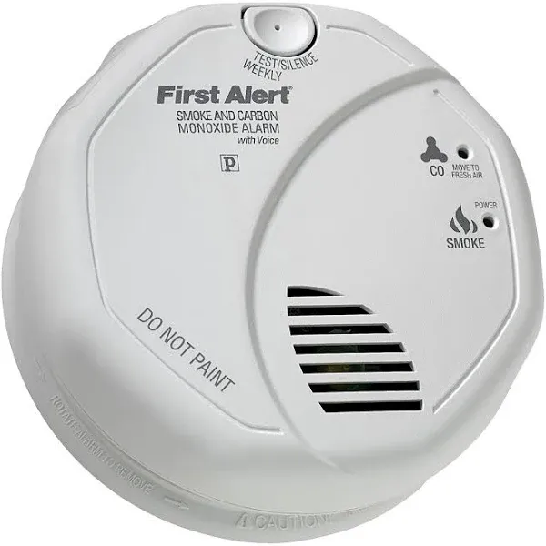 First Alert Photoelectric Smoke And Carbon Monoxide Detector With Voice Alarm, 120 Volt Ac/Dc, White