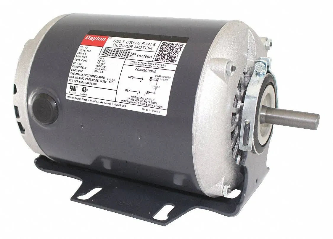 Dayton 6K778 Motor, 1/3 HP, Split PH, 1725 RPM, 115 V