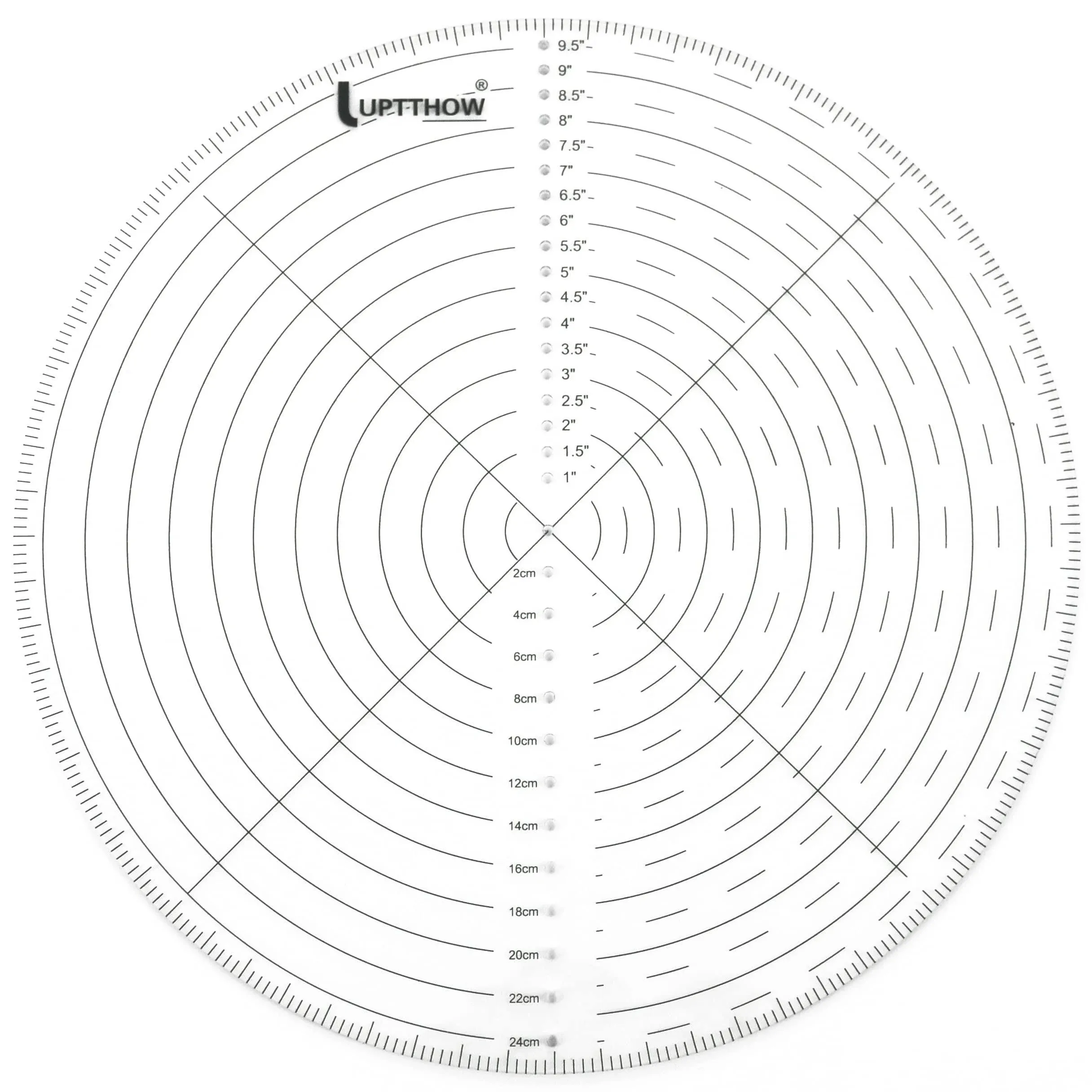 UPTTHOW 10&#034; Round Center Finder Compass Clear Acrylic for Drawing Medium 