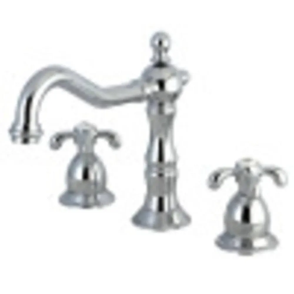 Kingston Brass KS1971TX French Country Widespread Bathroom Faucet, 7-1/2 inch spout reach, Polished Chrome