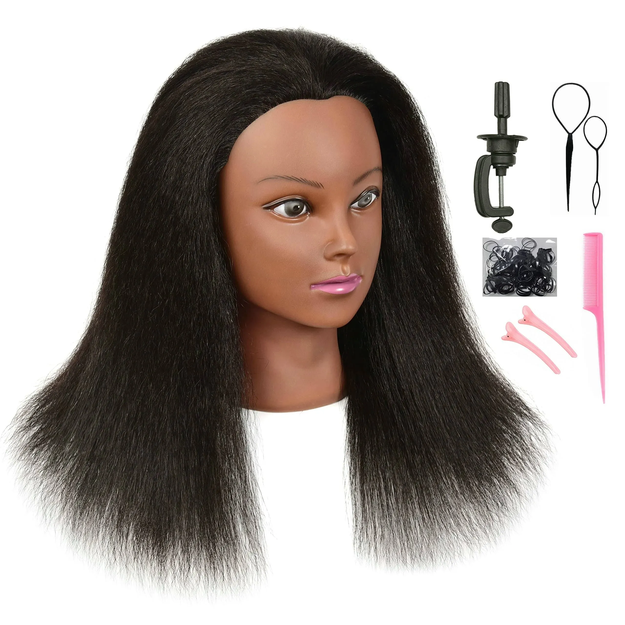  100% Human Hair Mannequin Head for Hairdresser Practice Styling Braiding 