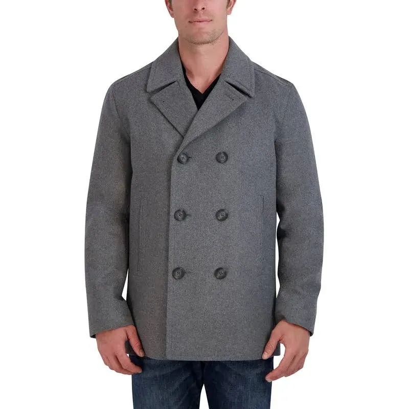 Nautica Mens Wool-Blend Coat Black