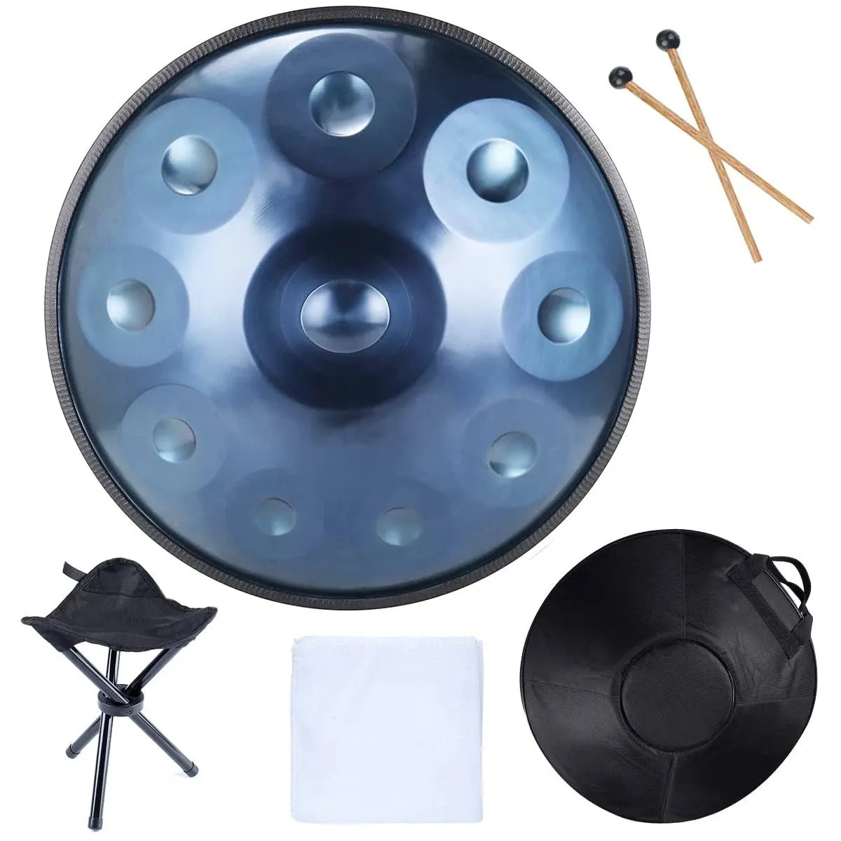 Handpan Drums Sets D Minor 22 Inches Steel Hand Drum with Soft Hand Pan Bag, 2 H