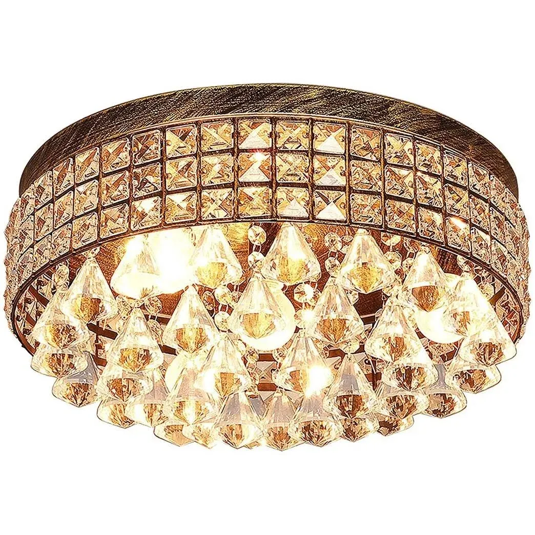 Maxax 4 - Light 15'' Crystal Metal Flush Mount - N/A - Antique Bronze