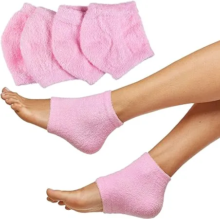 ZenToes Moisturizing Fuzzy Sleep Socks with Vitamin E, Olive Oil and Jojoba Seed Oil to Soften and Hydrate Dry Cracked Heels (Regular, Pink)