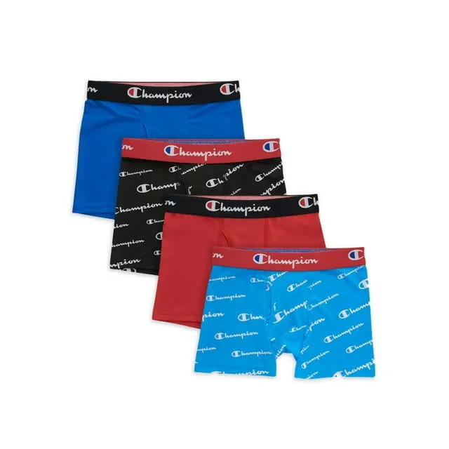 Champion Boys' 4-Pack Everyday Active Stretch Boxer Briefs