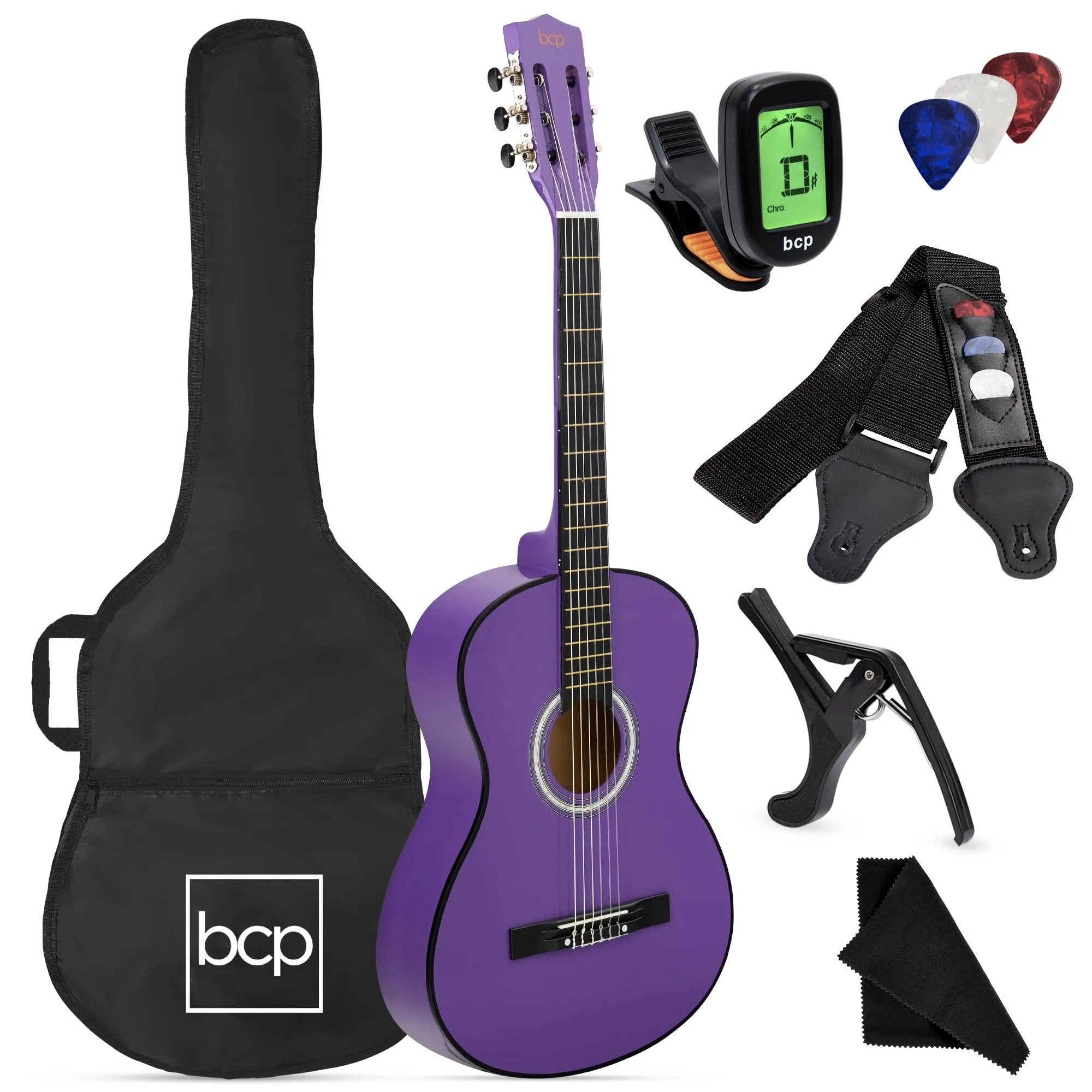 Best Choice Products 38in Beginner Acoustic Guitar Starter Kit w/ Gig Bag, Strap, Strings - Pink