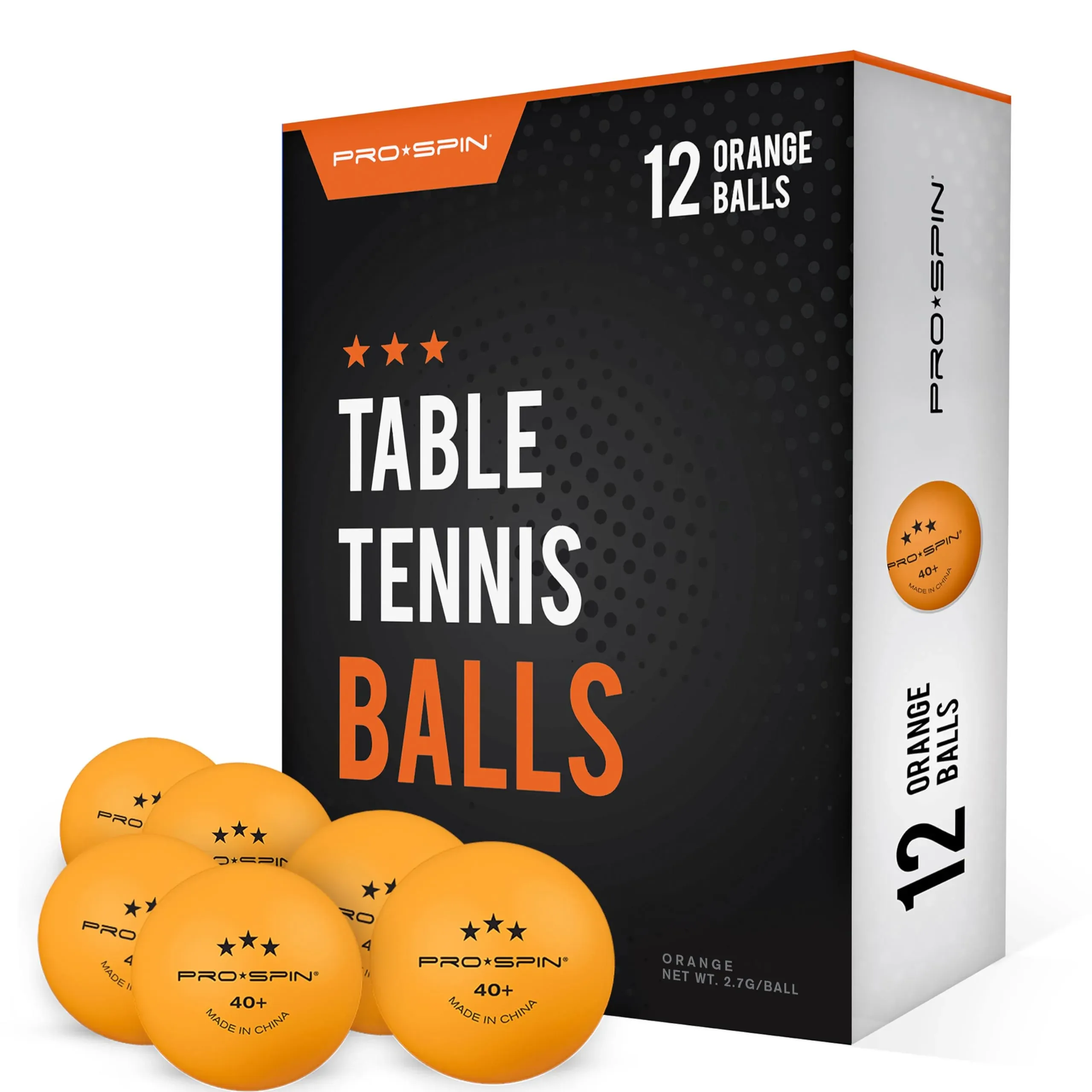 PRO SPIN Ping Pong Balls - 3-Star Premium Orange Table Tennis Balls | High-Performance 40+ ABS Professional Quality | Ultimate Durability for Indoor & Outdoor Ping Pong Tables