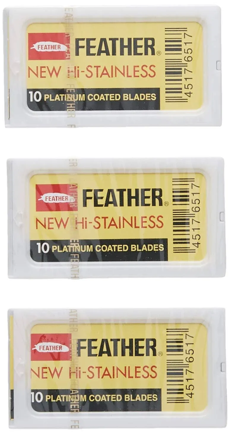 Feather Hi Stainless Double Edge Blades, 30 Count