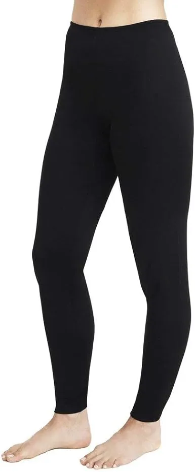 NWT Warm Essentials by Cuddl Duds Women&#x27;s Smooth Stretch Thermal Leggings Black