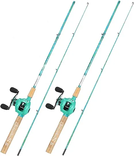 Sougayilang Fishing Rod and Reel Combo, 2-Piece 5-Foot 6-Inch Graphite & Fiberglass Rod, Durable and Strong, Quickset Anti-Reverse Fishing Reel (1Pack/2Pack)