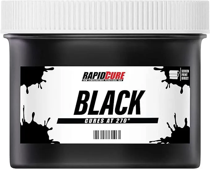 Rapid Cure Black Plastisol Ink for Screen Printing Low Temperature Fast Curing Ink by Screen Print Direct - Pint - 16 oz.