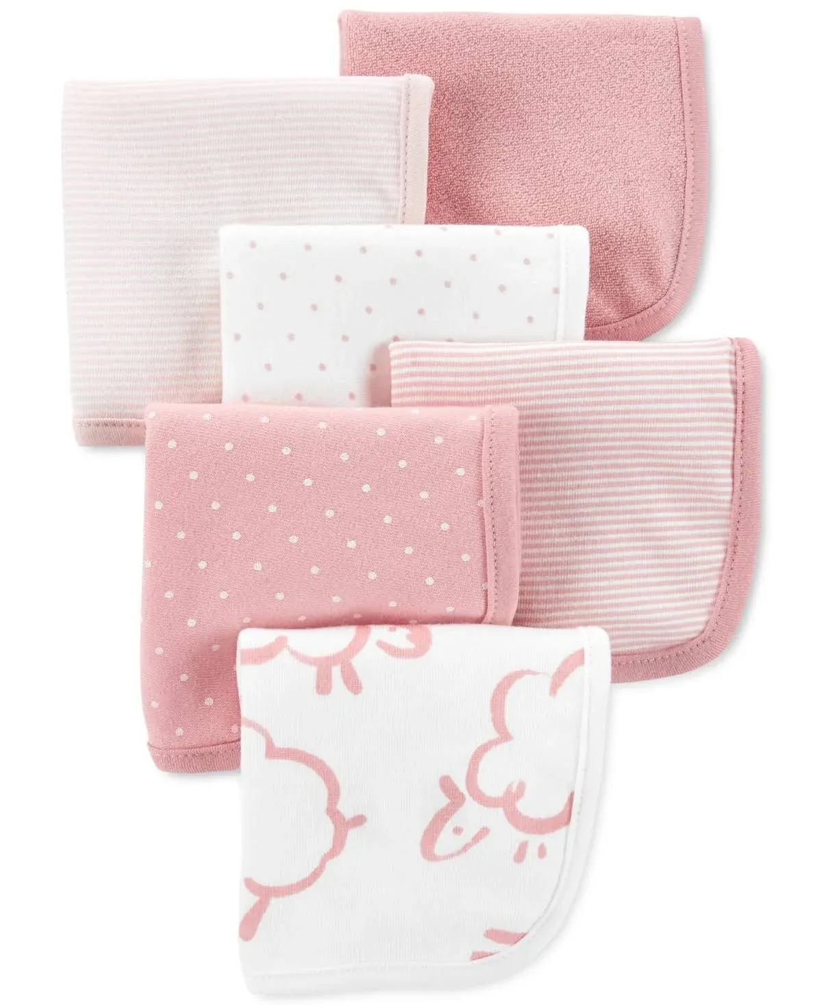 Carter's Baby Girls 6-Pack Wash Cloths OSZ Pink/White