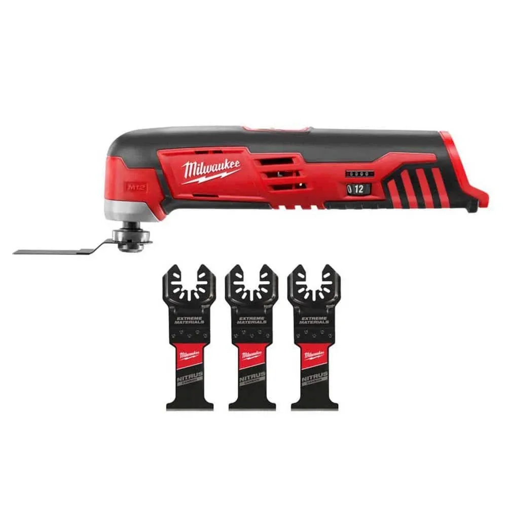 Milwaukee M12 12V Lithium-Ion Cordless Oscillating Multi-Tool (Tool-Only) w/Nitrus Carbide Blades 2426-20-49-25-1573