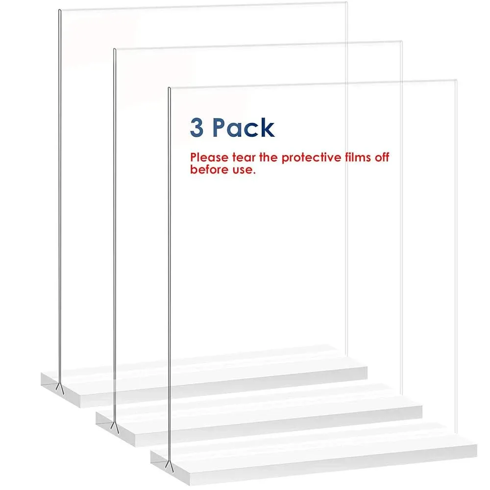 NEWNEWSHOW 8.5x11 Acrylic Sign Holder 3 Pack