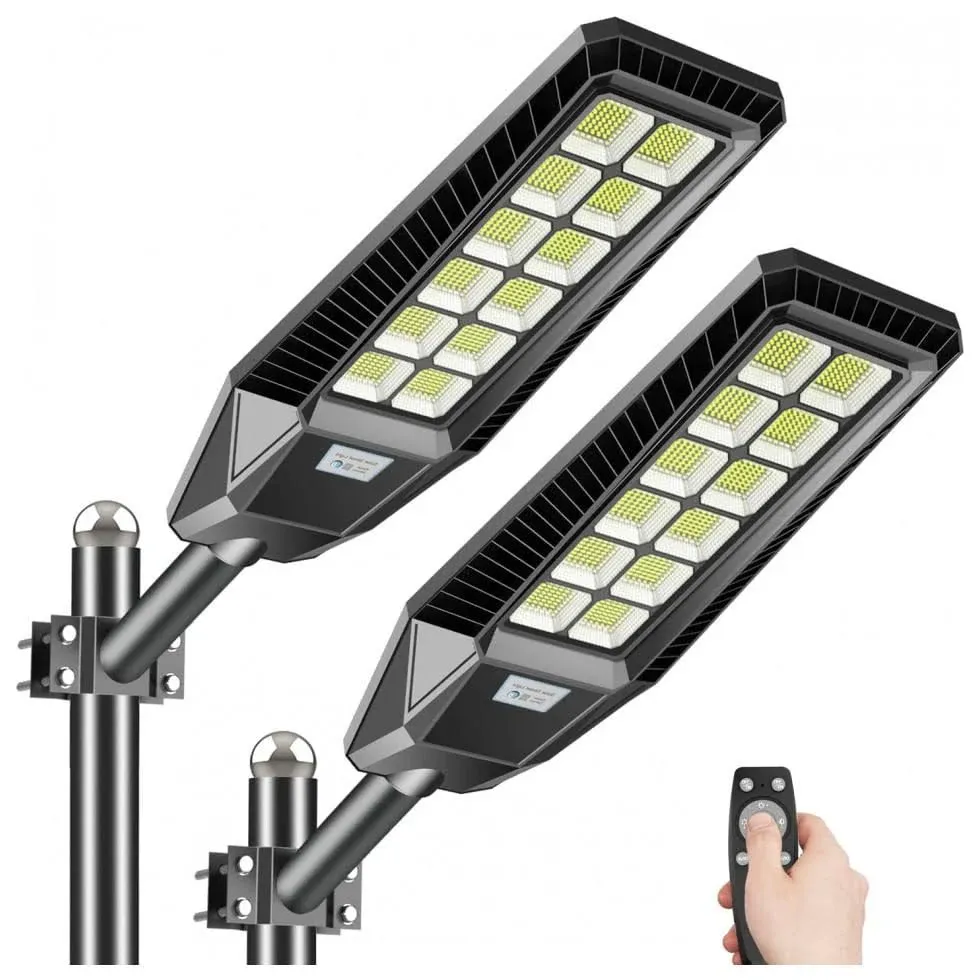 AKOFUN 2 Pack 1600W Solar Street Light, 120000 Lumens Dusk to Dawn Solar Outdoor ...