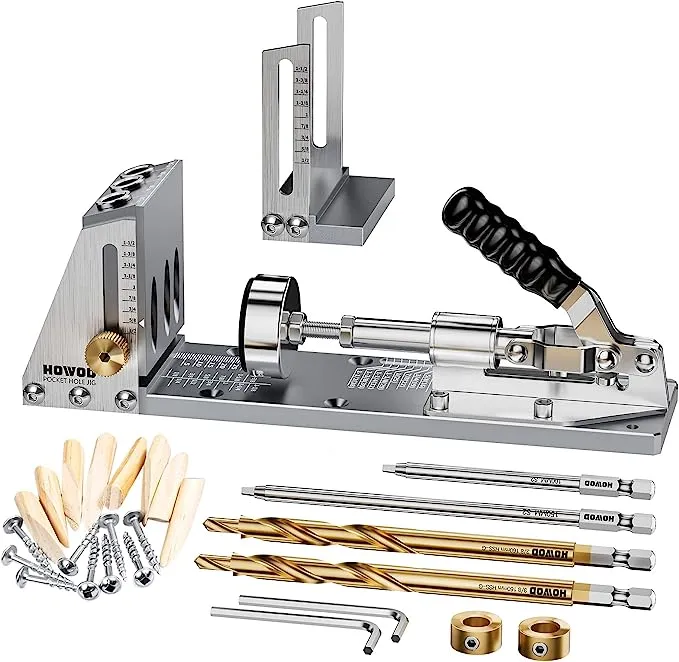 Howod Pocket Hole Jig Kit, Professional and Upgraded All-Metal Pocket Screw Jig.