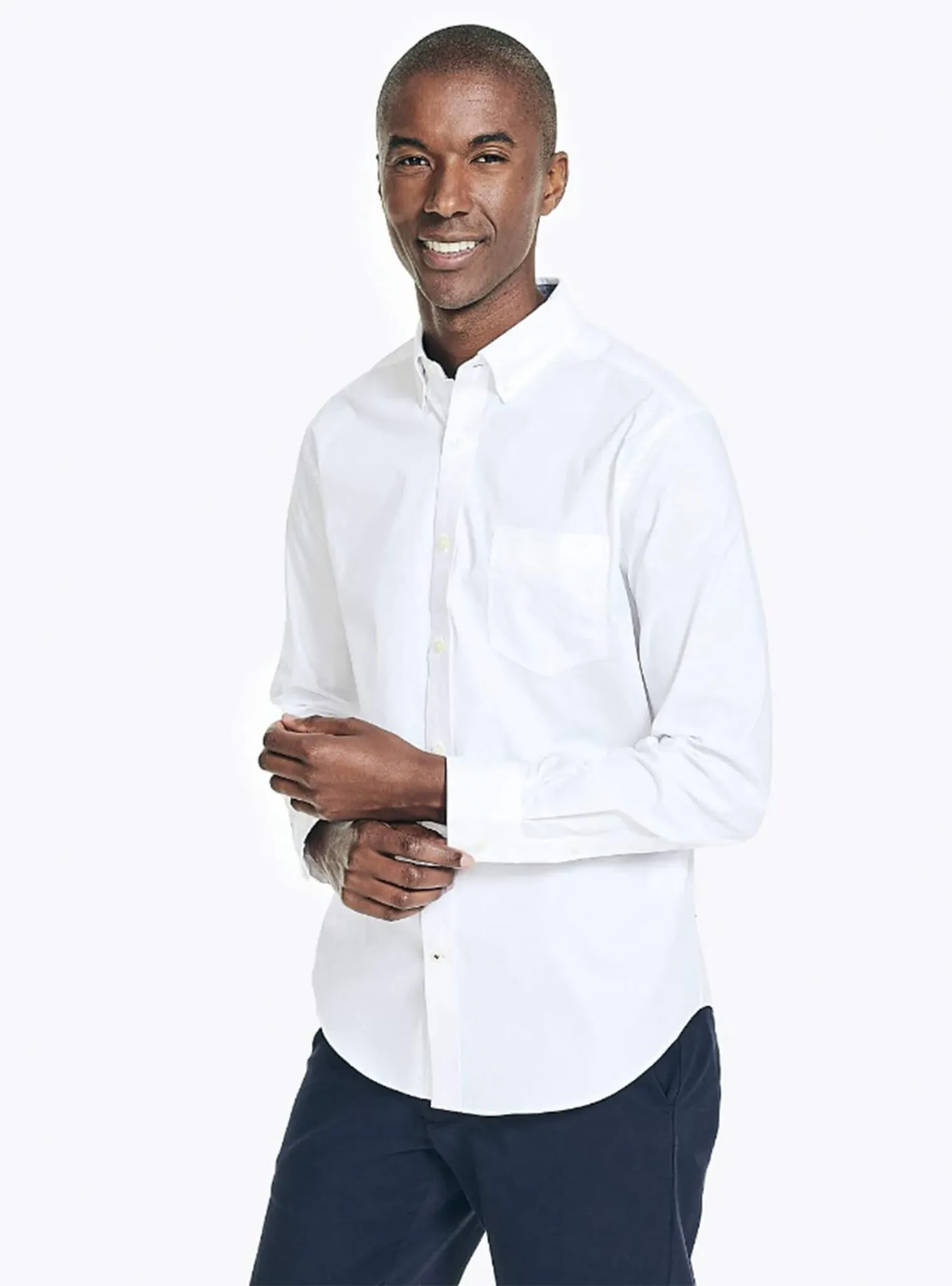 Nautica Men's Classic-Fit Stretch Button-Down Shirt - Bright White