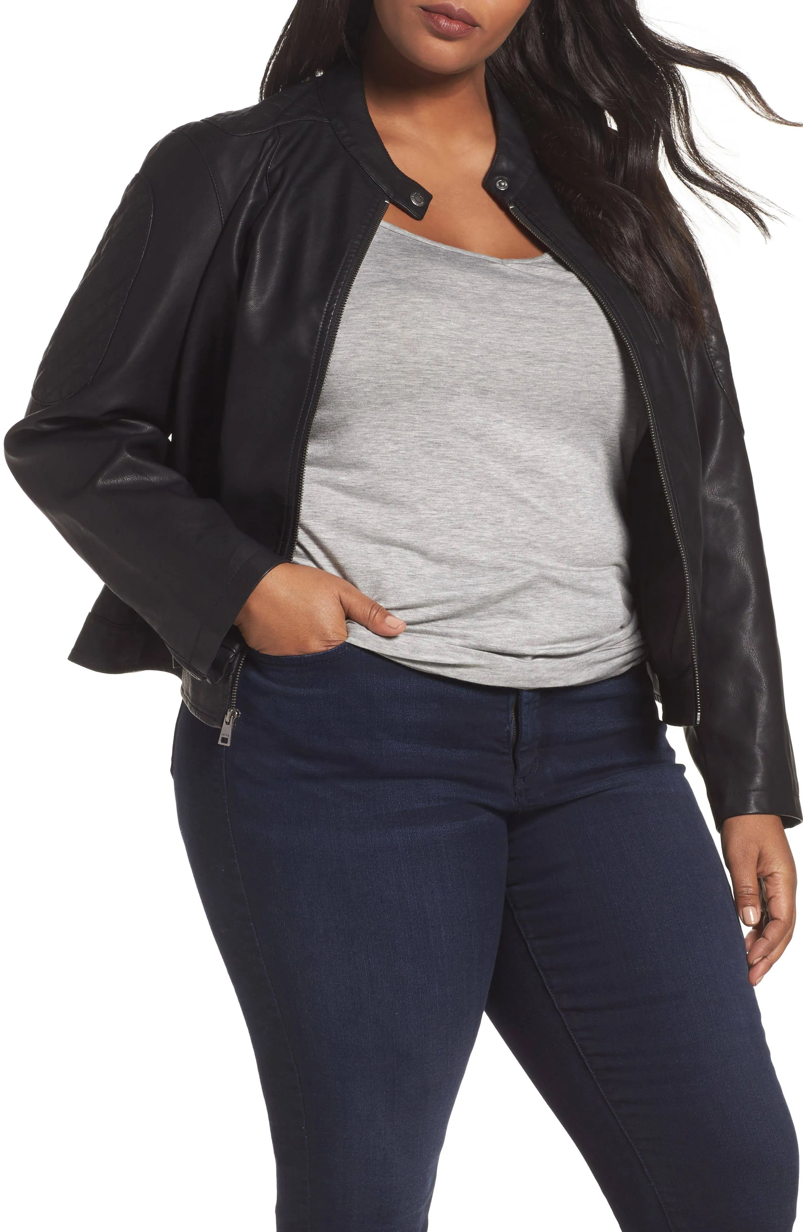 Levi's Plus Size Faux Leather Motocross Racer Jacket - Black