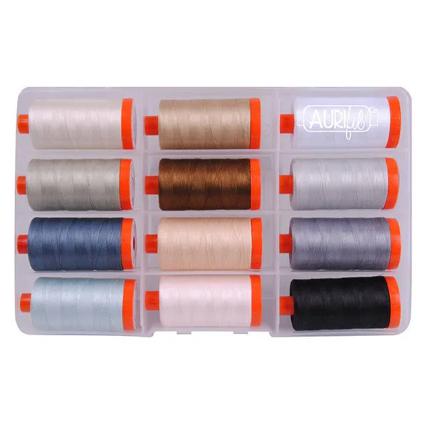 Christa Quilts Piece and Quilt Neutrals Aurifil Thread Kit 12 Large Spools 50