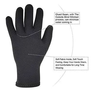 XUKER Water Gloves, 3mm & 5mm Neoprene Five Finger Warm Wetsuit Winter Gloves for Scuba Diving Snorkeling Paddling Surfing Kayaking Canoeing