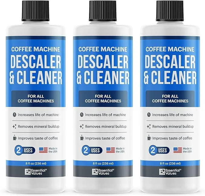 Essential Values Descaling Solution Coffee Machine Descaler Cleaner Compatible with Breville Keurig Nespresso Delonghi & More