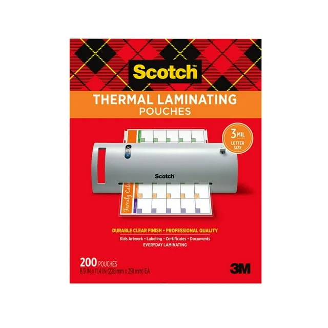 Scotch Thermal Laminating Pouches, Letter Size, Clear - 200 count