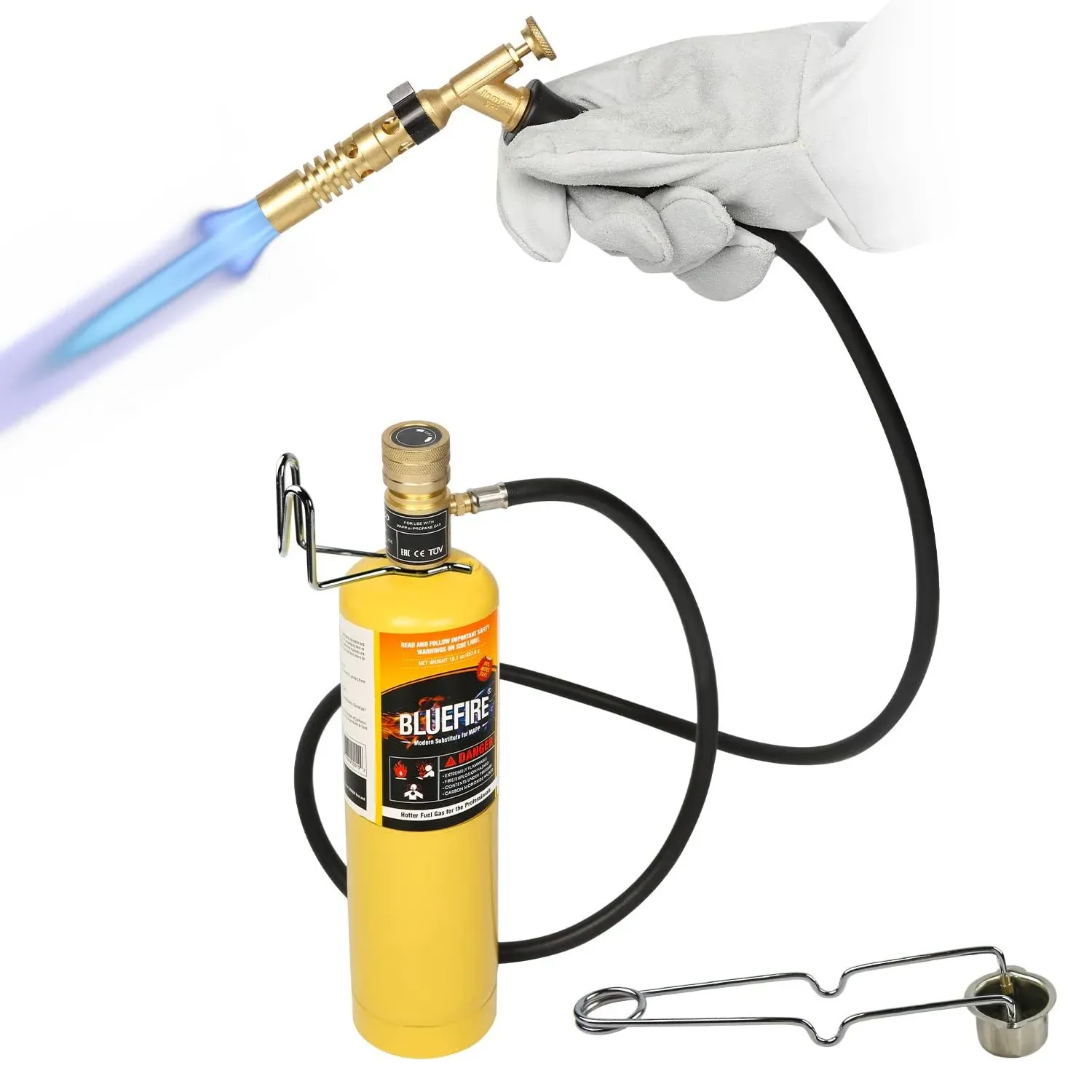 BlueFire MRAS-8210 Jumbo Turbo Flame 5' Hose Propane Gas Welding Torch Kit with Mapp Gas Great High Intensity Nozzle Head Fuel B