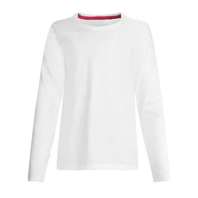 Hanes Girls Long Sleeve Crewneck T-Shirt Tee 100% Cotton Ringspun Comfort Soft