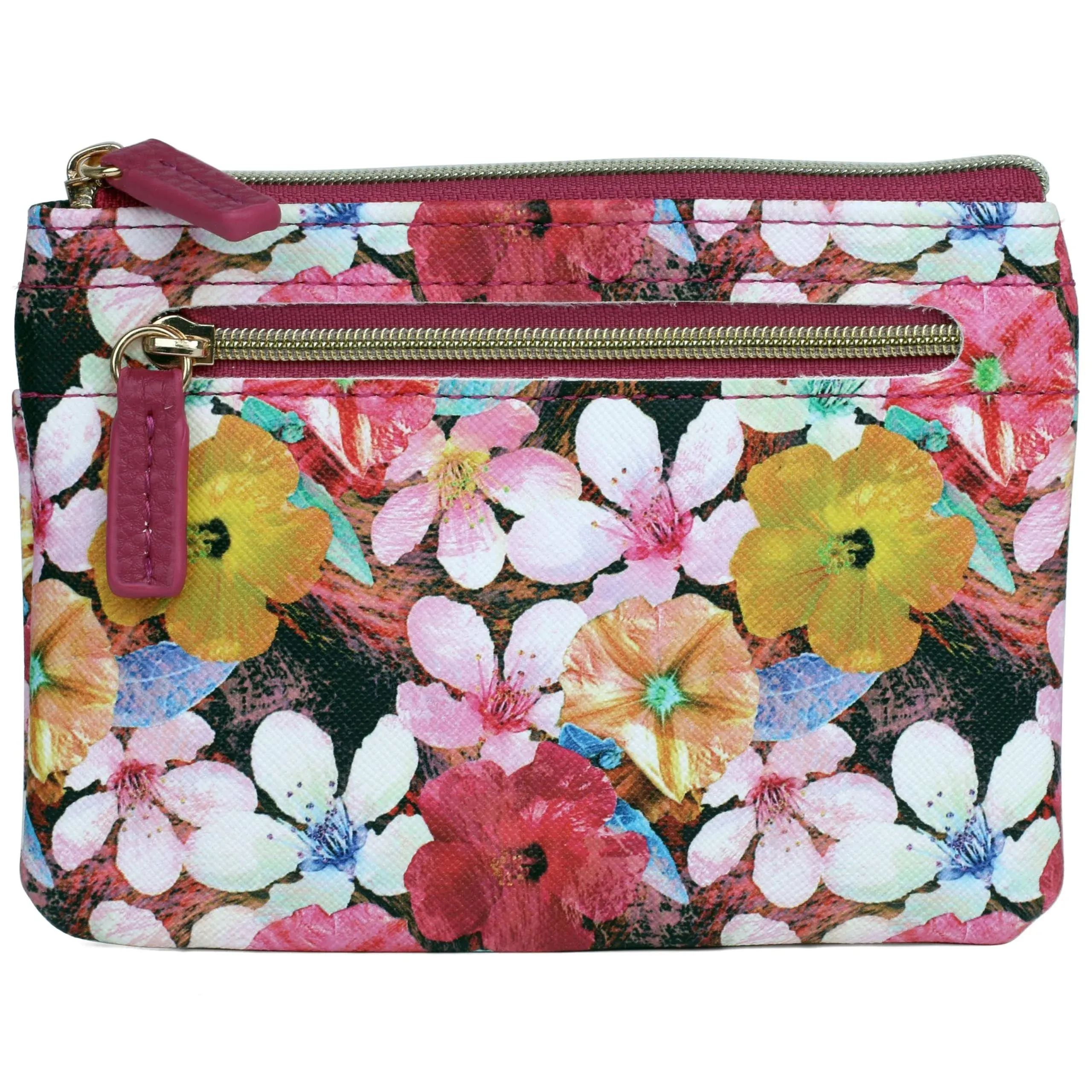 Julia Buxton Floral Wilderness Print Vegan Leather Lg ID coin case