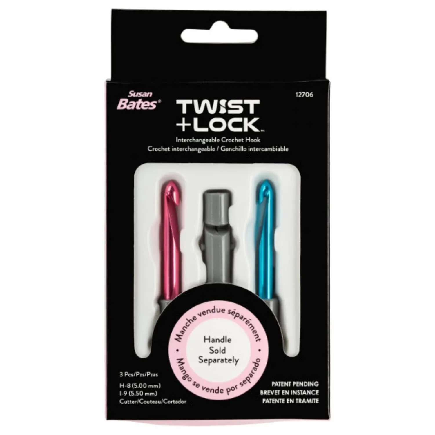 Susan Bates Twist + Lock intchg Crochet Hook Component Set-Sizes H8/5mm and I9/5.5mm