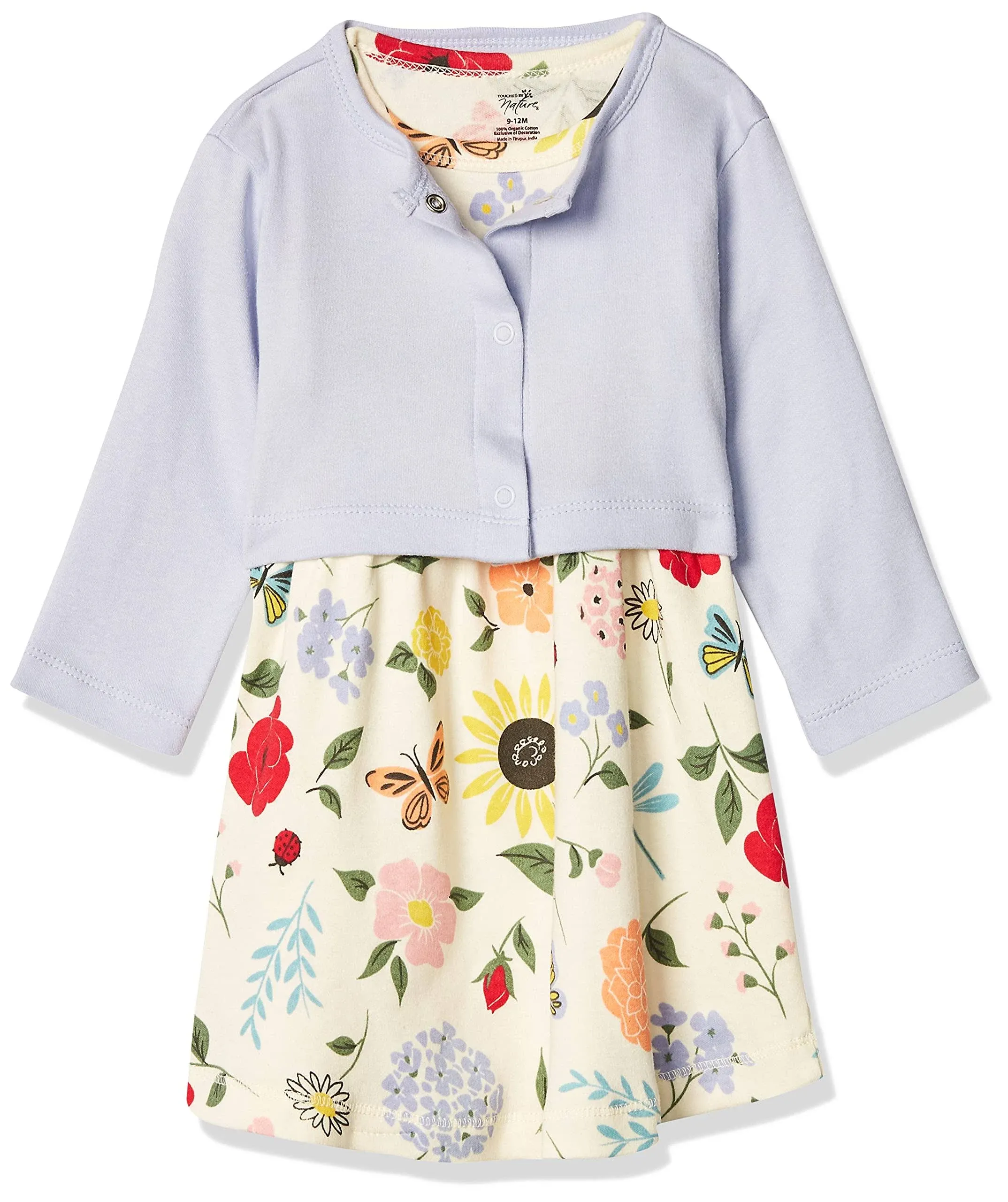 Touched by Nature Baby Organic Cotton Dress and Cardigan, Flutter Garden