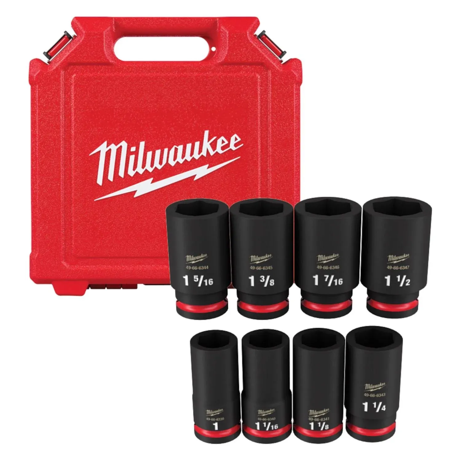 Milwaukee 49-66-7018 8pc Shockwave Impact Duty 3/4" Drive SAE Deep 6 Point Socket Set