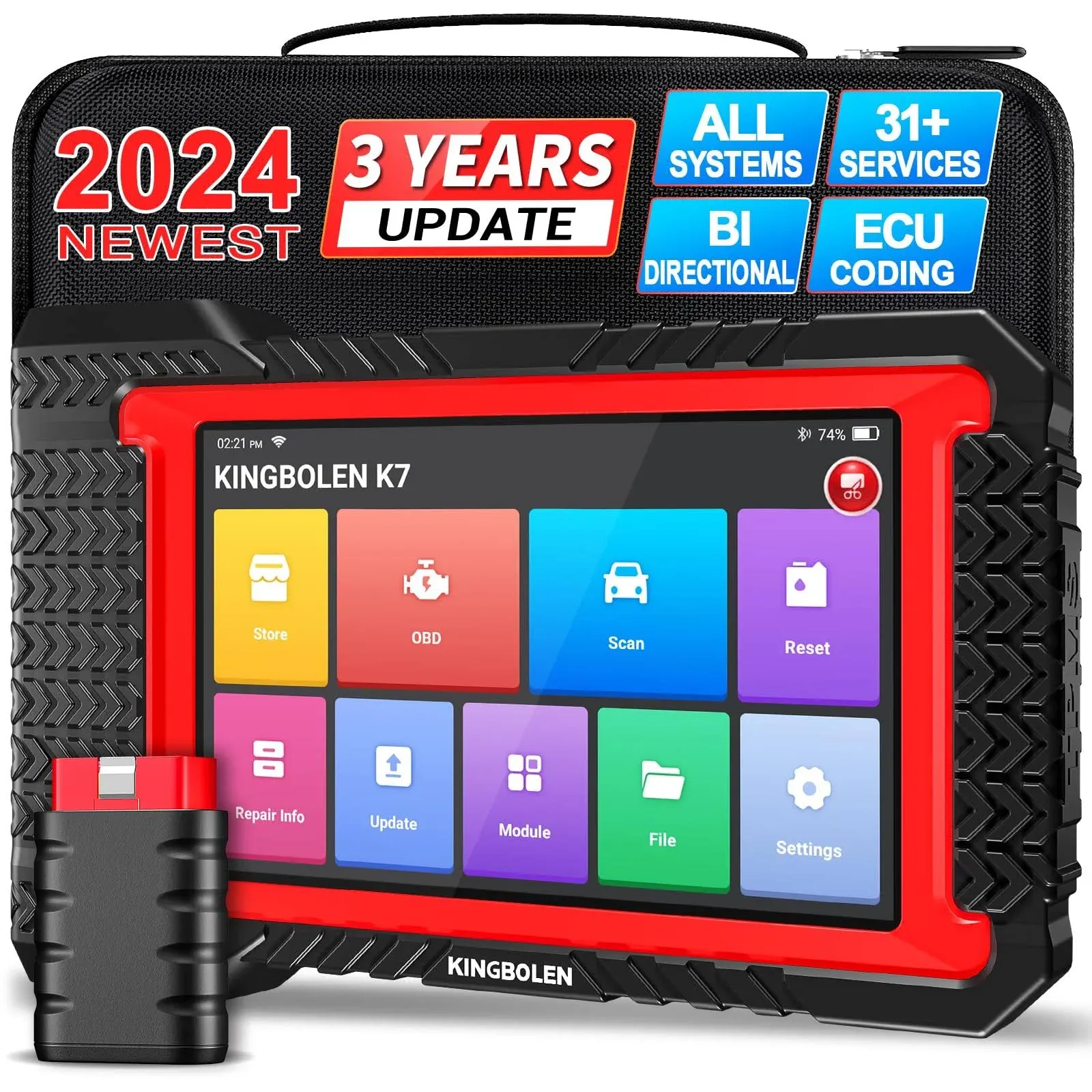 KINGBOLEN K7 OBD2 Scanner Bluetooth, 3-Year Free Update, 2023 Bidirectional Scan ...