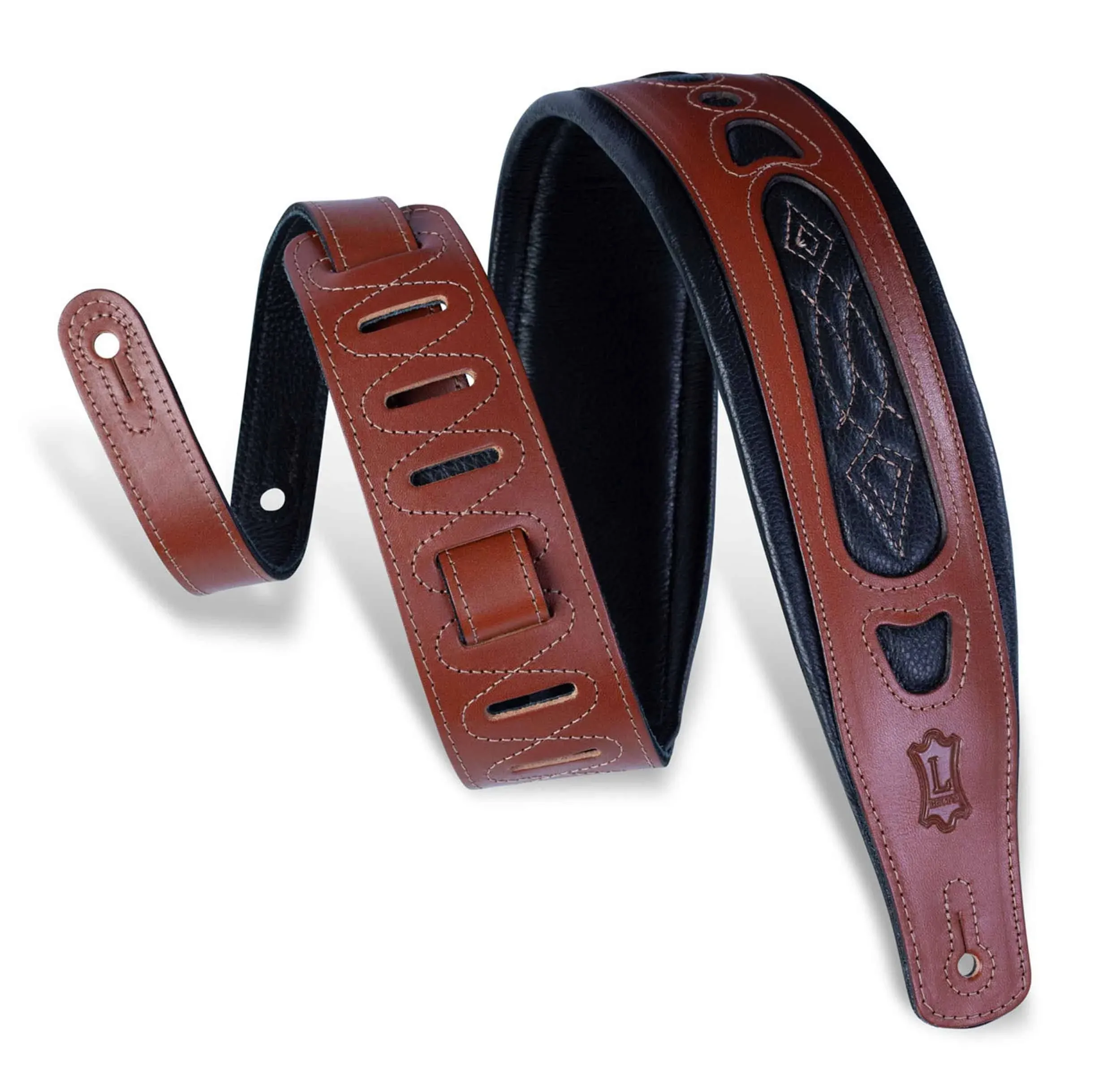 Levy's PM31 Carving Leather Guitar Strap with Contrasting Windows | Reverb