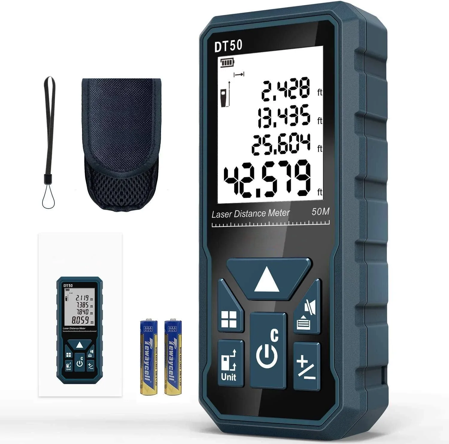 Laser Measure 165ft DTAPE DT50Laser Distance Meter 50M Portable Handle Digita...