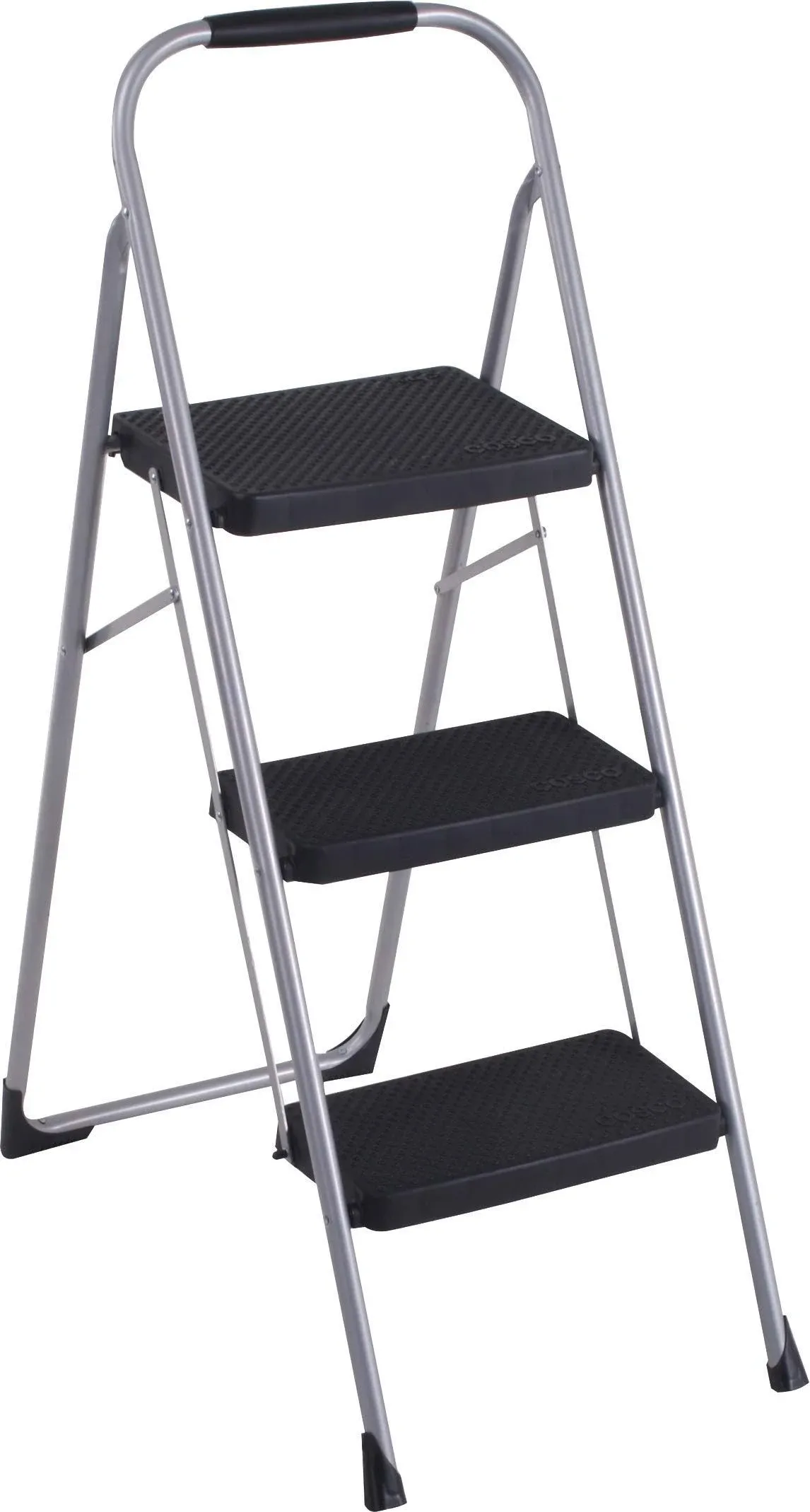 Cosco® 3-Step Big Step Folding Stool, 200 lb Capacity, 17.75 x 28 x 45.63, Light Gray