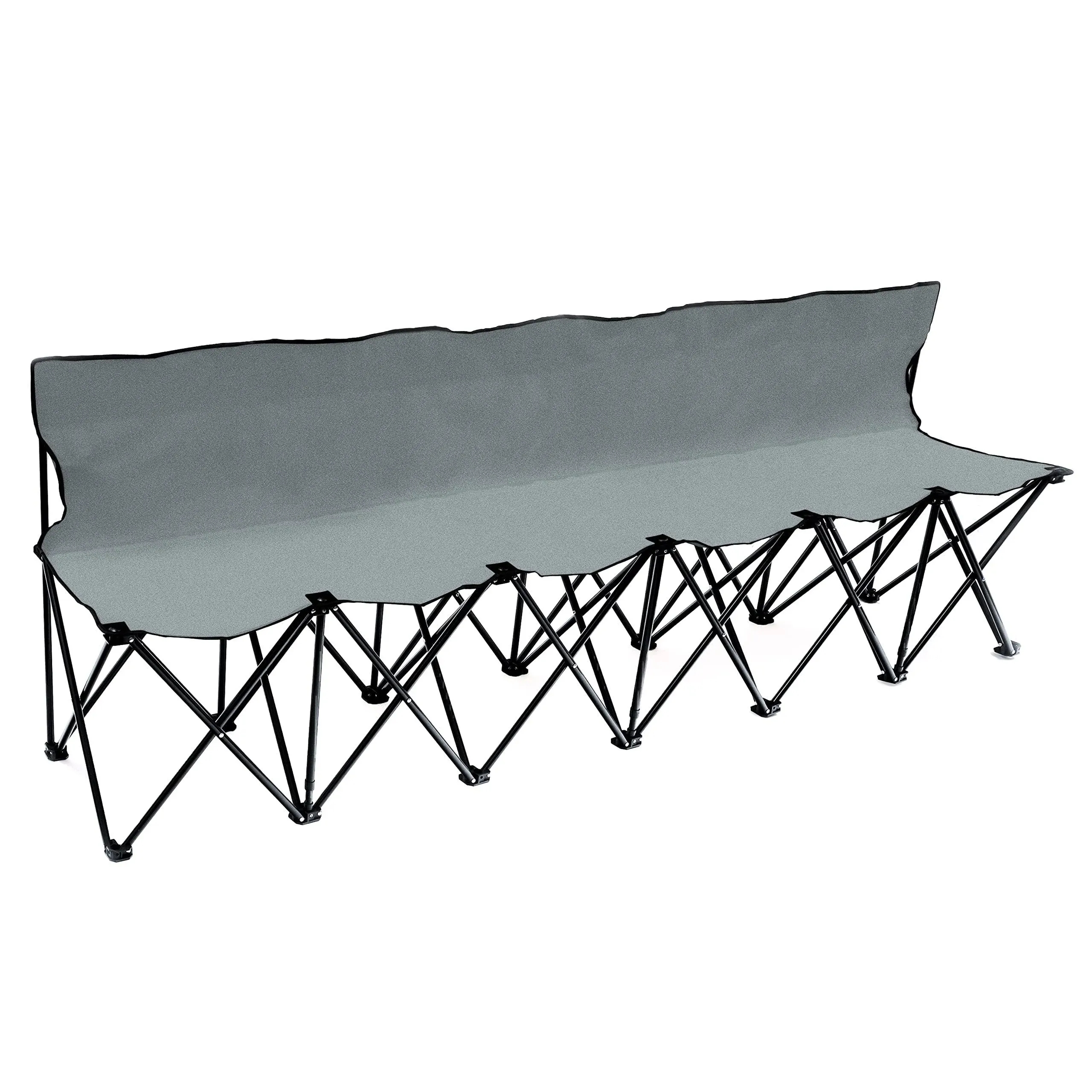 Trademark Innovations Portable 6-Seater Folding Team Sports Back Sideline Bench, Grey