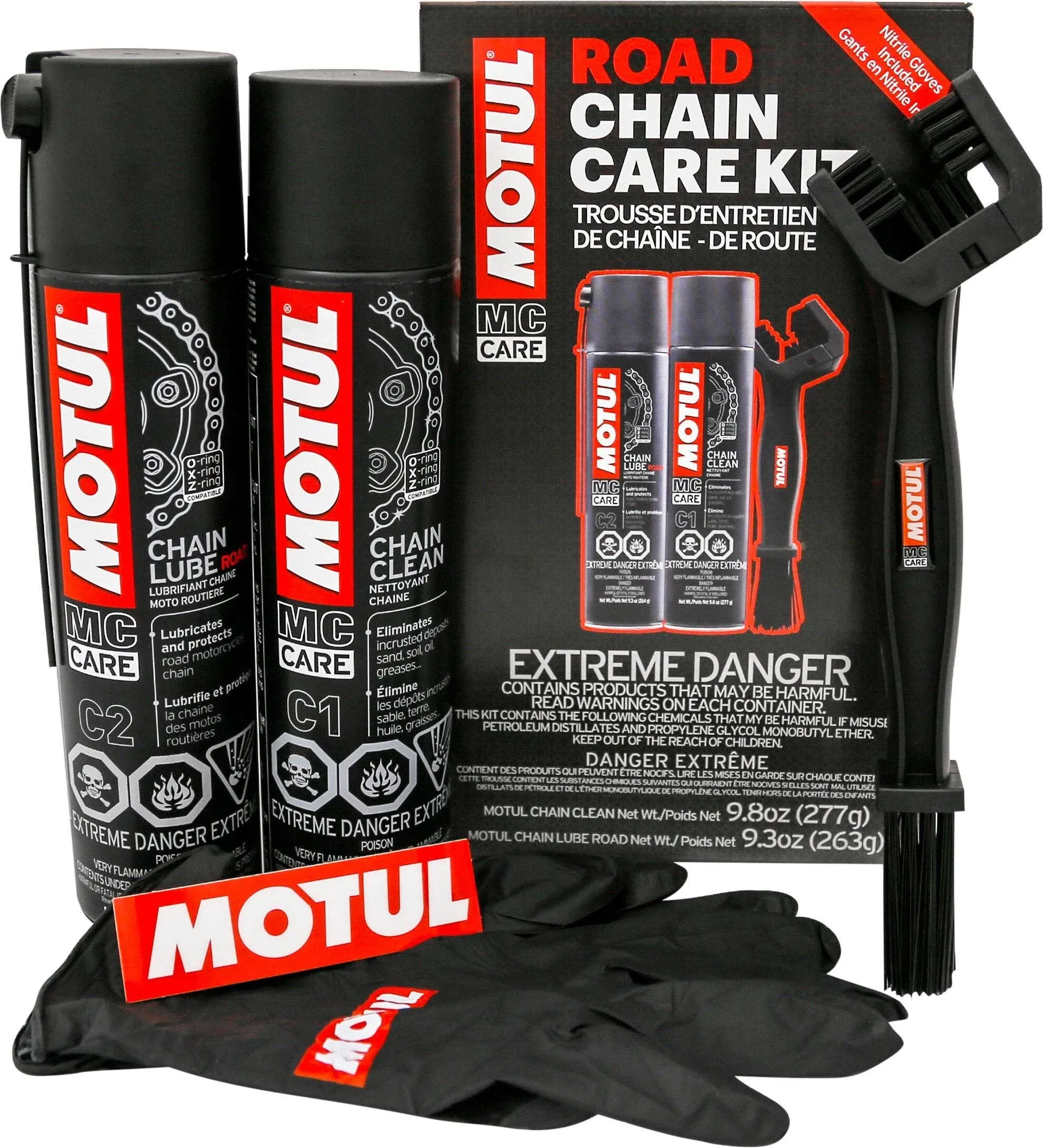 MOTUL 109767 Motorcycle Chain Clean Lube Kit C1 C2 Complete MC Care System Road Street 