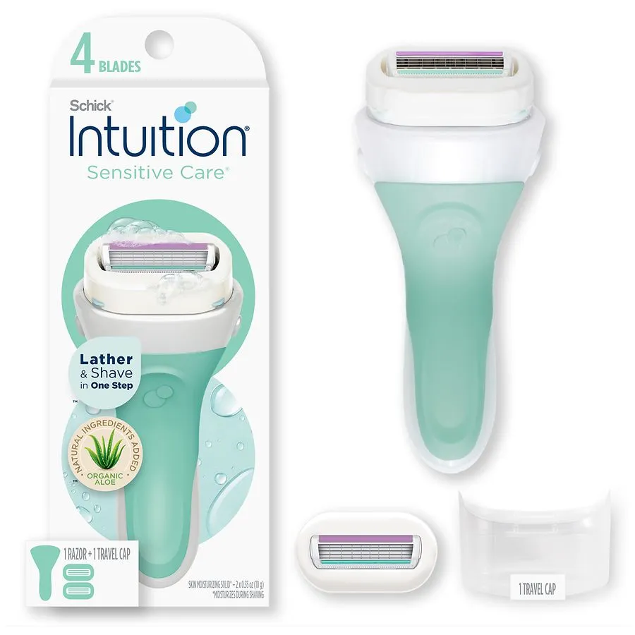 Schick Intuition Naturals Sensitive Care Razor Kit, Light Green