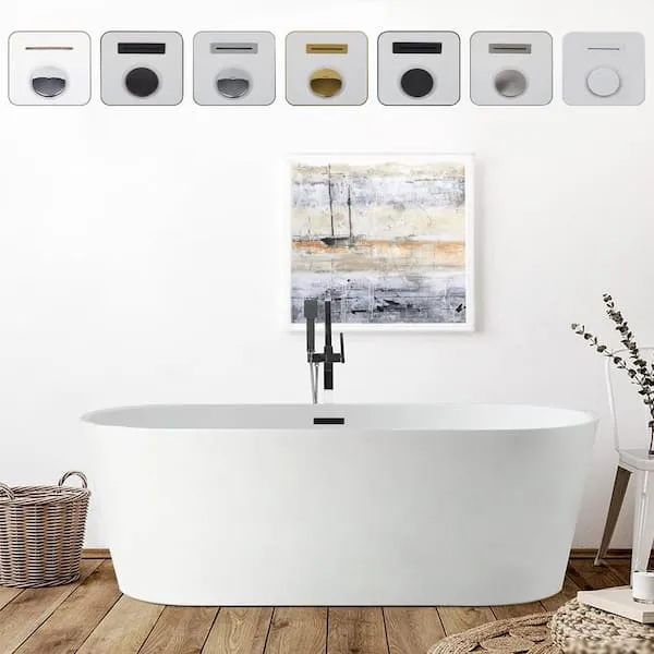 Bordeaux 54 in. Acrylic Flatbottom Freestanding Bathtub in White/Matte Black