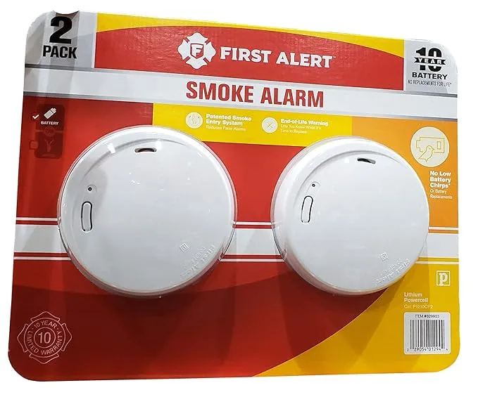 First Alert 10 Year Photoelectric Smoke Alarm 2 Pack,