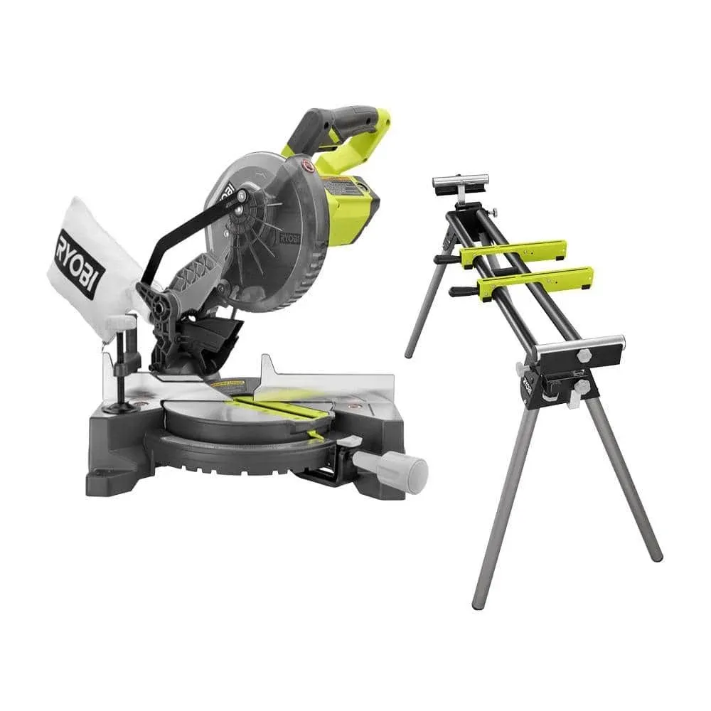 Ryobi TS1144-A18MS01G 9 Amp Corded 7-1/4 in. Compound Miter Saw with Universal ...