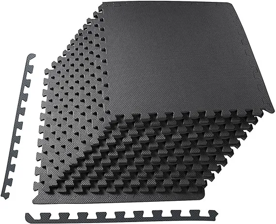 Balancefrom Puzzle Exercise Mat with Eva Foam Interlocking tiles, Black